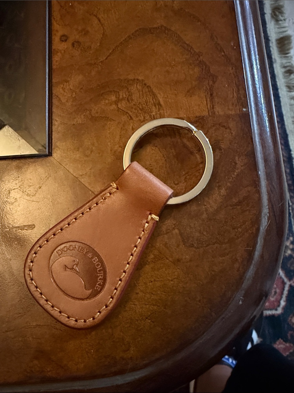 Dooney & Bourke Tan Leather Key Fob with Logo Stamp